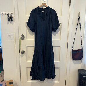 Navy Blue Cotton Maxi Dress / Velvet (Brand) / L